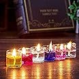 Agarwal Trading Corporation Smokeless Glass Wax TeaLight Candles for Diwali/Navratri Decoration| Home and Festive Decor (Multicolor, Pack of 6)