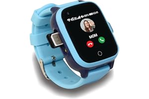 KUUS. W2 4G - Montre Connectée Enfant Fille et Garçon- Traceur GPS Enfant Montre 4g avec appels vidéo, Messagerie, Alarme, Appel SOS - Fonctionne avec Les Applications iOS et Android (Bleu)