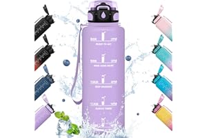 HoneyHolly Borraccia, 1.5L Borraccia Acqua, Borraccia Motivazionale con Cannuccia, Borraccia Palestra, A Prova di Perdita, Bottiglia Acqua per Scuola, Palestra, Campeggio, Ciclismo, Yoga