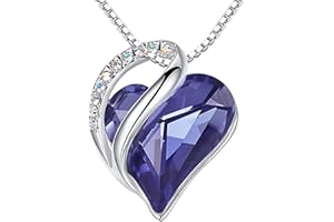 Leafael Infinito Amor Corazón Collar Mujer, Piedra de nacimiento colgante mujer con cristales curativos, Joyería regalos originales para mujer, Collares mujer Plate con Extensor de cadena 18+2