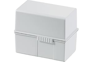 ‎HAN HAN Karteibox DIN A6 quer – innovatives, attraktives Design für 400 Karteikarten mit Stahlscharnier und Schnappverschluss, lichtgrau, 976-11, 1 STÜCK