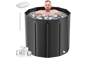 BADGESHAND Eisbadewanne im Freien für Sportler, Fitness-Liebhaber, stabile Kalttauchwanne, Faltbarer Kalttauchbehälter, tragbar, Kältetherapie-Wanne, modernes Kälte-Tauchfass für Erwachsene, Schwarz