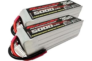 ‎ROARINGTOP RoaringTop 5000mAh 5S 35C 18.5V RC Lipo Battery without Plug (Spout Wire) for F3A Model Aeroplane (2 Packs)