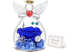 Miofula Rosa Stabilizzata Vera Regalo Donna Compleanno, Rosa Eterna Figurine Angelo Regalo per Mamma, Idee Regalo Anniversario Regali Natale San Valentino Festa della Mamma per Mamma Nonna Fidanzata