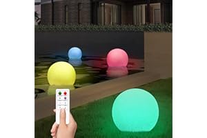 ‎UUFFOO 2x LED Solarlampen RGB Verstellbarer Solar Gartenleuchten Ball IP66 Outdoor wasserdicht schwimmende Pool-Licht für Teich und Garten Dekoration. (Ball, Gelb)