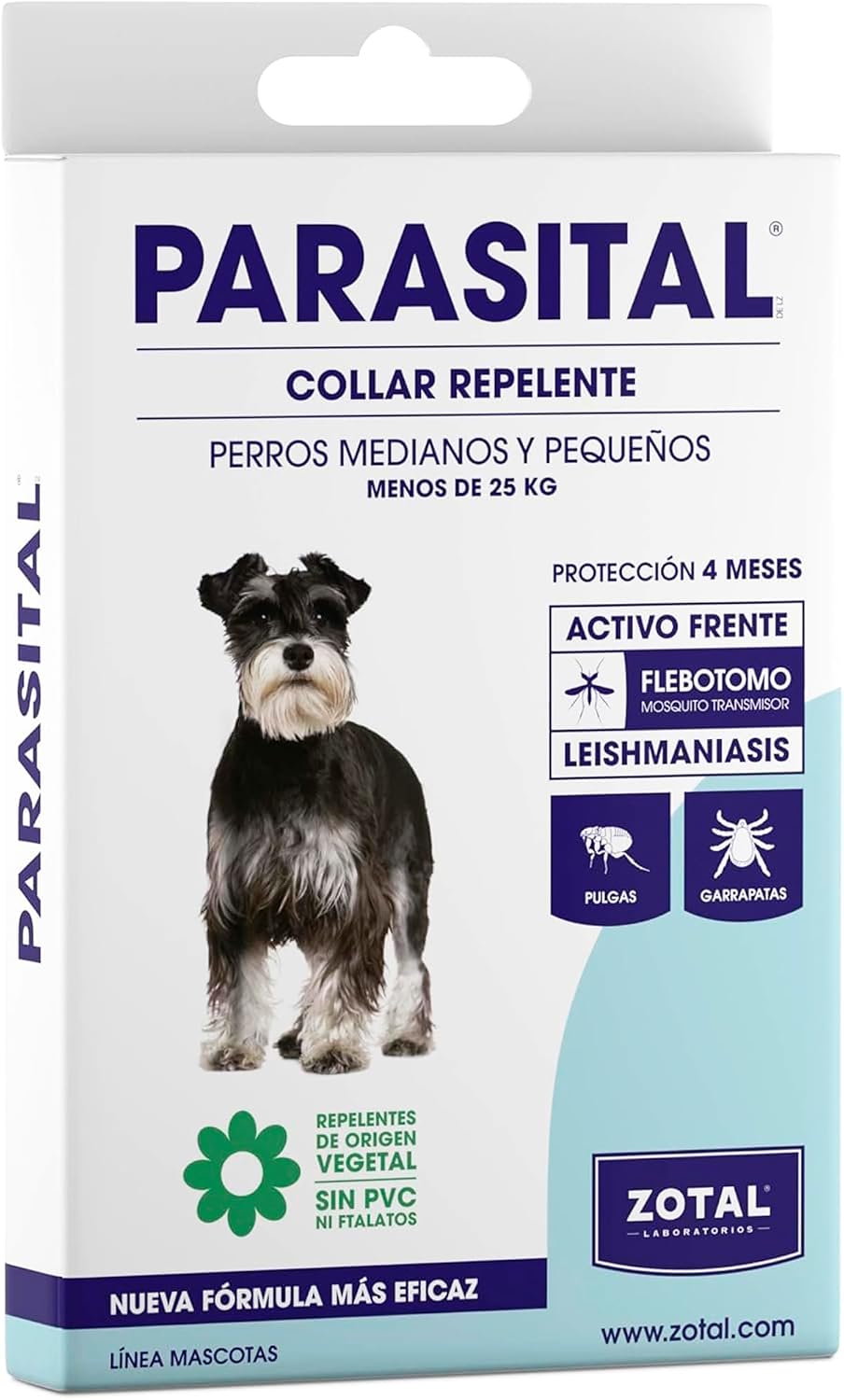 Zotal Parasital Collar Antiparasitario - 60 cm - para Perros Medianos y Pequeños (Menos de 25 Kg) - Protección de hasta 4 Meses - Repele Natural contra Mosquitos, Pulgas y Garrapatas