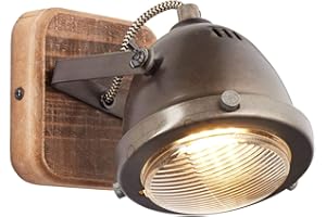 BRILLIANT Lampe Carmen Wood Wandspot burned steel/holz | 1x PAR51, GU10, 5W, geeignet für Reflektorlampen (nicht enthalten) | Kopf schwenkbar