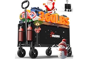 GT GETCO TECH 3 in 1 Bollerwagen Faltbar, 360 Lbs Leichter Bollerwagen Mit All-Terrain-Rädern, Handwagen Für Lebensmittel, Camping, Strand, Garten Und Sport schwarz (Schwarz)