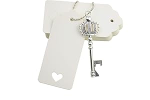 Makhry 52pcs Apribottiglie a Forma di Corona Vintage Bomboniere per Ospiti Set Regalo Souvenir con Scorta Grazie Tag e Portachiavi (Antico Argento)