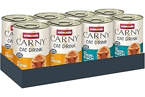 animonda Carny Drink Katzensnack Drink Mix (8 x 140ml), Katzensuppe, Katzensnack ohne Milch, Getreide ohne Zucker