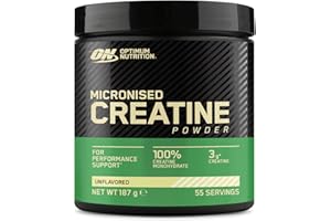 Optimum Nutrition Créatine Micronisée en Poudre, Sans Arôme, 187g, 55 Doses