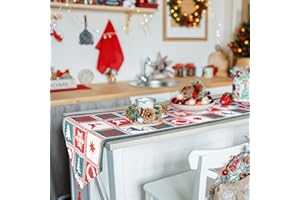 LeaderPro Runner da tavola natalizio, 35 x 140 cm, lavabile, moderno, invernale, cucina, decorazione per interni ed esterni, Natale, vacanze, feste