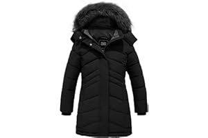 ZSHOW Cappotto con Cappuccio Antivento Giacca Lunga Caldo Invernale Giubbotto Idrorepellente Casual Parka da Viaggio Spesso Bambina