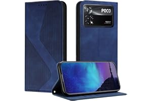 Fatcatparadise Funda para Xiaomi Poco X4 Pro 5G, Cuero Premium Fundas con Tapa Libro Móvil Flip Case Protección Ranura Tarjeta Soporte Billetera Magnético Carcasa para Xiaomi Poco X4 Pro 5G (Azul)