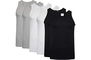 Keanu Mens Fitted 100% Cotton Vests Pack of 6