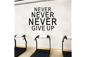 VODOE Motivational Quotes Wall Stickers for Gym: Office Inspirational Positive Vinyl Art Wall Decals for Living Room Bedroom Classroom School - Never Never Never Give Up 18" X 15"