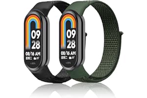 SeNool Pasek Kompatybilny z Xiaomi Mi Band 8, [2 sztuk] [Nylon Wymiana bransoletki] [Rzep, Lekki, Trwały], Band dla Xiaomi Mi Band 8 - Szary + Zielony