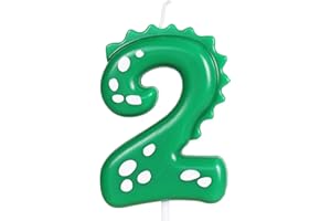 YIRAN Birthday Candles, 2.8inch Dinosaur Number Candles, Number 2 Candle, Dino Candles, Happy Birthday Candle, Cake Candles Cake Topper, Boys Girls Dinasour Forest Theme 2nd Birthday Party Decorations