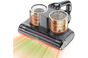YUFAC Aspiratore per materassi con luce UV-C, 16Kpa Battimaterasso Aspirapolvere per Materassi luce sensore acaro della polvere, indicatore LED, ultrasuoni, Battitappeto per Divano, Tessuti e Letti