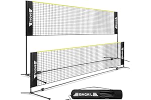 BAGAIL Badmintonnetz, faltbares Nylonnetz, höhenverstellbarer Ständer und Tragetasche, leicht auf- und abbaubar, Ideales Sportnetz für Tennis, Badminton oder Volleyball