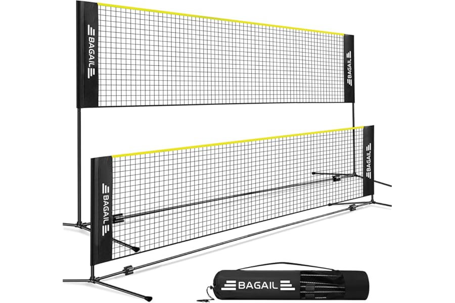 BAGAIL Badminton Net, Foldable Nylon Net, Hieght Adjustable Stand and Portable Carry Bag, Easy to Assemble or Disassemble, Ideal Recreational Sports Net for Tennis, Kids Badminton or Volleyball