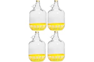 lilawelt24 4 STÜCK 5L GLASBALLON mit Kunststoffkorb Weinballon GÄRBALLON GLASFLASCHE