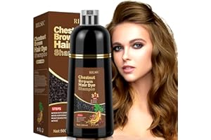 BLSFXROE Shampoing Colorant Marron Brun Hair Dye Shampoo 3 en 1,Shampooing Instantané pour Cheveux,Shampooing Colorant Cheveux Blancs,Color Shampoo pour Hommes et Femmes 500ml（Marron Brun）