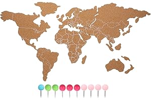 Beavorty Mapa De Corcho 1 Juego De Tablero De Corcho De Tablero De Madera Con Mapa Del Mundo Con Adhesivo Caqui Pared Autoadhesivo