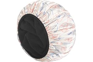 Aquior Shower Cap,Extra Large Triple Layer Bathing Cap with Dry Hair Function for Women Microfiber Terry Cloth Silky Satin 100% Waterproof Reusable Long Hair Bath Caps(line flower)