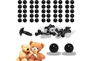 celloexpress 6mm Solid Black Eyes with Plastic Backs - Safety Eyes for Soft Toy or Teddy Bear Making - Pack of 25 Pairs