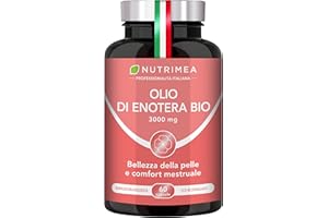 PLASTIMEA Olio di Enotera BIO | 3000 mg di cui 270 mg di GLA | Spremuto a freddo | 100% naturale | Comfort premestruale e bellezza della pelle | Qualità premium | 60 capsule