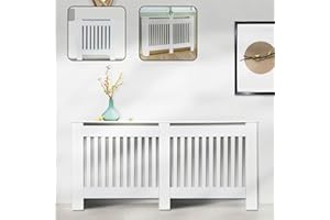 YouseaHome Radiator Covers Large Home Furniture Grill Style Vertical Design Radiator Shelve White Traditional Painted Modern MDF Wall Cabinet for Living Room Bedroom Hallway - 152W x 82H x 19D(cm)