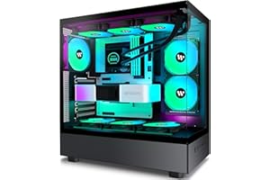KEDIERS PC CASE ATX 6 PWM ARGB Fans Pre-Installed, USB 3.0 Mid Tower Computer Case with Full View Dual Tempered Glass, Black Gaming PC Case,G800