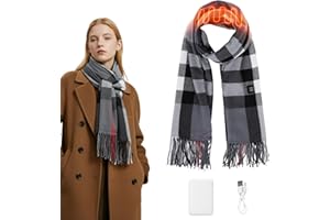 SENPRITY Heated Scarf for Women Men USB Rechargeable Heated Neck Warmer with 5000mAh Power Bank Electric Heating Scarf with 3 Levels Heating Levels for Skiing Camping Hiking Indoor Outdoor Christmas Gifts