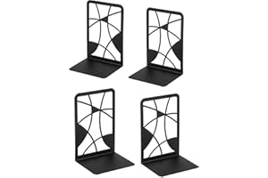 Deefongo 4 Serre-Livre en Métal pour Livres,Serre Livre,Ecole et Maison, Séparateurs de Livres, CD, Porte-Dossier pour Bureaux(Noir)