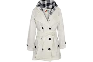 A2Z 4 Kids Kids Girls Parka Jacket Hooded Trench Coat Fashion Wool Blends Warm Padded Black Jacket Oversized Lapels Belted Cuffs Long Overcoat New Age 5 6 7 8 9 10 11 12 13 Years