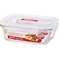 LocknLock LLG428 Container, Clear, W 17.8 x H 13.8 L 7.4 cm, 2.66-cup, Rectangle, Glass