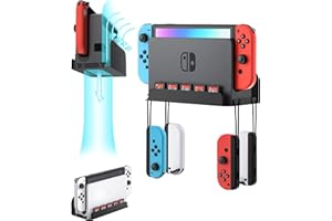ZAONOOL Wandhalterung für Nintendo Switch und Switch OLED, Wandhalterung Regal Ständer Zubehör mit 5 Spielkartenhaltern und 4 Joy Con Haken, sichere Aufbewahrung der SwitchKonsole, Schwarz