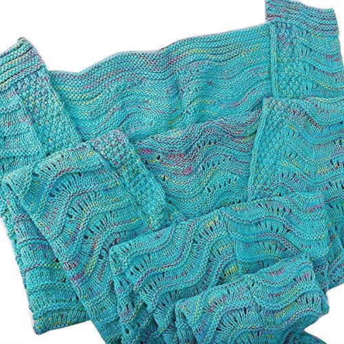 Meerjungfrau Decke Bettdecke Handgefertigte Strickdecke Soft Schlafsack Kuscheldecke für Damen und Mädchen Minzgrün 188 x 89cm - 4