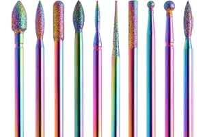 CGBE 10Pcs Embout Ponceuse Ongles, Forets à Ongles en Diamant Carbure de Tungstène pour Manucure Pédicure, 3/32 Pouces Embout Ponceuse pour Ongles Acrylique, Ongles Naturels et Cuticule