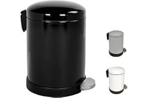 FurnitureXtra™ Classic Style Powder Coated Soft Close Pedal Bin, Plastic Inner bucket, Metal Lid, 3L(Black)