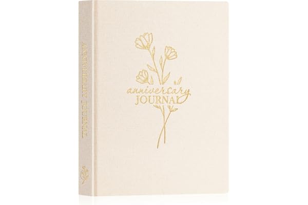 Lanpn Journal d'anniversaire de mariage – Carnet de souvenirs en lin pour couples de la première année au 70e anniversaire de mariage – Cadeau d'anniversaire de mariage (beige, 190 pages)