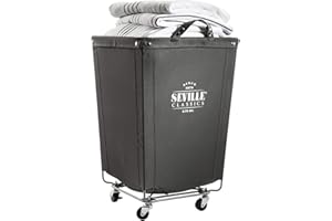 Seville Classics w/Wheels for Hotel, Home, Closet, Bedroom (Patented), Polyester Alloy Steel, Gray, 18.1" D x 18.1" W