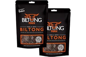 The Biltong Man Nice ’n’ Spicy Beef Biltong - High-Protein Dried Beef Snack, 1000g (2 x 500g)