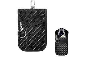 MADGININE Car Key Signal Blocker Pouch 1 Piece Keyless Car Key Signal Blocker Pouch High Quality Pu Leather Faraday Woven Multifunctional Key Pouches Signal Blocker Suitable for Car Protection Key Bag (Black)