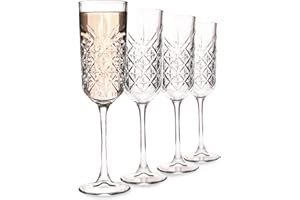 GOSOYO Flute Champagne Verre Lot de 4 (175ml/6oz), Verres coupe Champagne, Verre a Pied, verres Prosecco, Flûtes à Champagne en Cristal