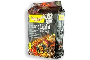 HENSITA Bar-Be-Quick Instant Light Lumpwood Charcoal, 13.5kg (10 Pack)