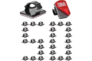 ELEPURE 50PCS Clips Cable Durable Attache Cable Adhesif avec 3M, Rangement de Fixation Câbles, Gestion de Câble Support Organiseur de Fils Electriques Réglable pour Bureau Maison Chargeur Voiture (Noir)