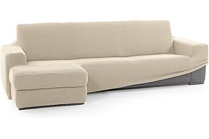 FAVERTI® Funda Super Elástica Chaise Longue Brazo Corto Izquierdo (Visto de Frente) | Modelo NOVELE | Beige | Protector de Calidad de Tejido Jacquard Tacto algodón
