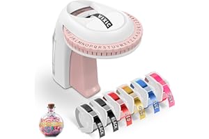 VIXIC Embossing Label Maker Machine with 6 Tapes, 3D Vintage Embossed Label Maker, Handheld Embosser Sticker Machine for Office Home School Kids Organization and DIY Crafting (£ € Ä Ö Ü)